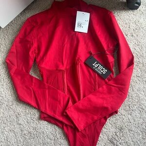 Forever 21 Red Long Sleeve Bodysuit